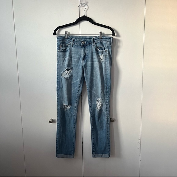 Ag Adriano Goldschmied Cropped Jeans The Stilt Roll-Up Cigarette Distressed 28 - Picture 2 of 11